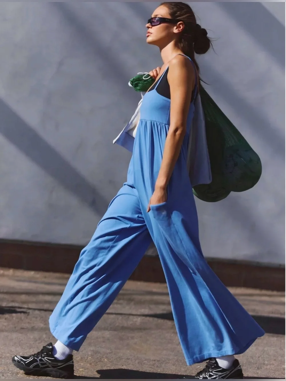 NWT Free People FP Movement Hot Shot Strappy Onsie Jumpsuit Jumper Blue Size XL - Picture 3 of 12
